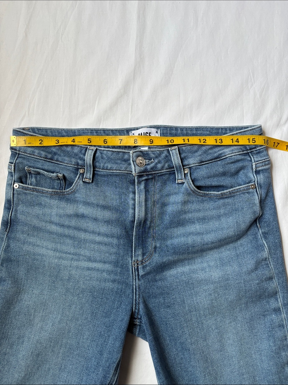 PAIGE Colette Crop Flare Jeans Size 31 High Rise Raw Hem Lover Wash - Picture 10 of 10